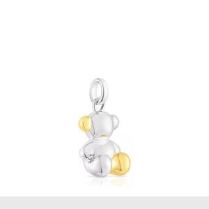 Two-Tone Teddy Bear Charm - Silver & Gold Accent